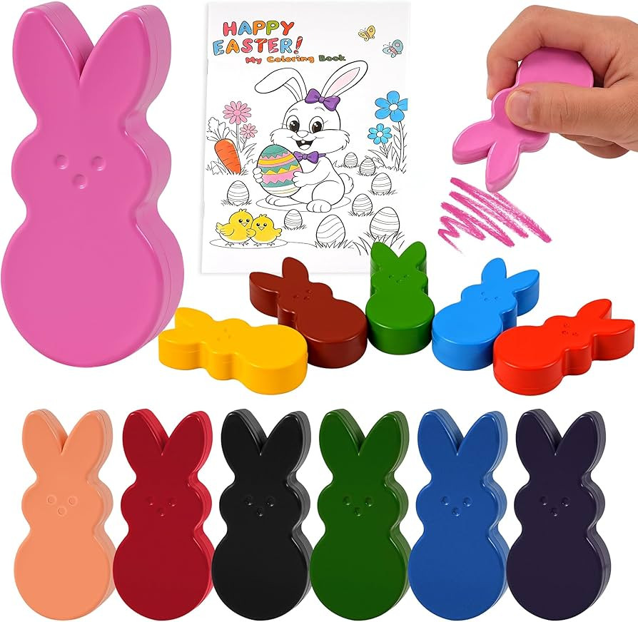 Easter Basket Stuffers for Toddler，12 Colors Non-Toxic Washable Bunny Rabbit-Shaped Crayons for... | Amazon (US)