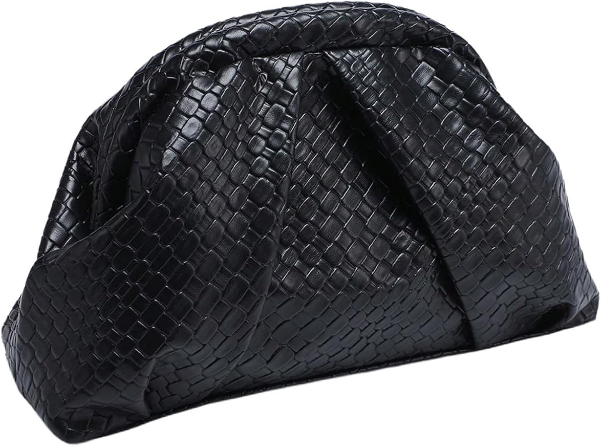 OYOANGLE Women's Minimalist Woven Leather Clutch Purses Textured Kiss Lock Pleated Vintage Evenin... | Amazon (US)