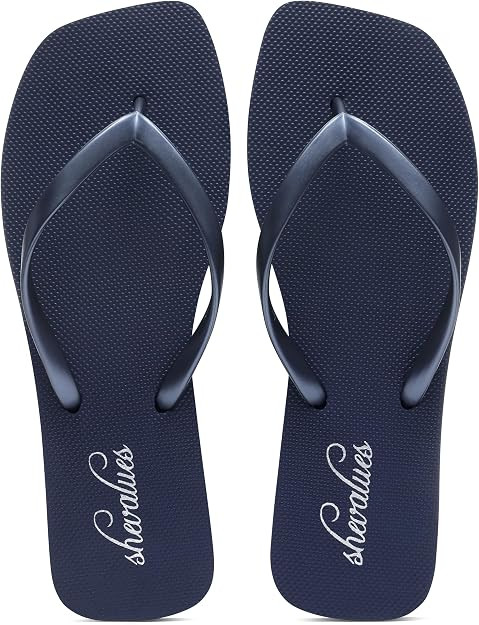 shevalues Women's Slim Square Toe Flip Flops Comfortable Summer Rubber Thong Sandals for Beach, S... | Amazon (US)