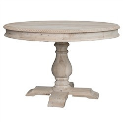 Nico French Country Beige Bleached Mango Wood Round Dining Table - 47" | Kathy Kuo Home
