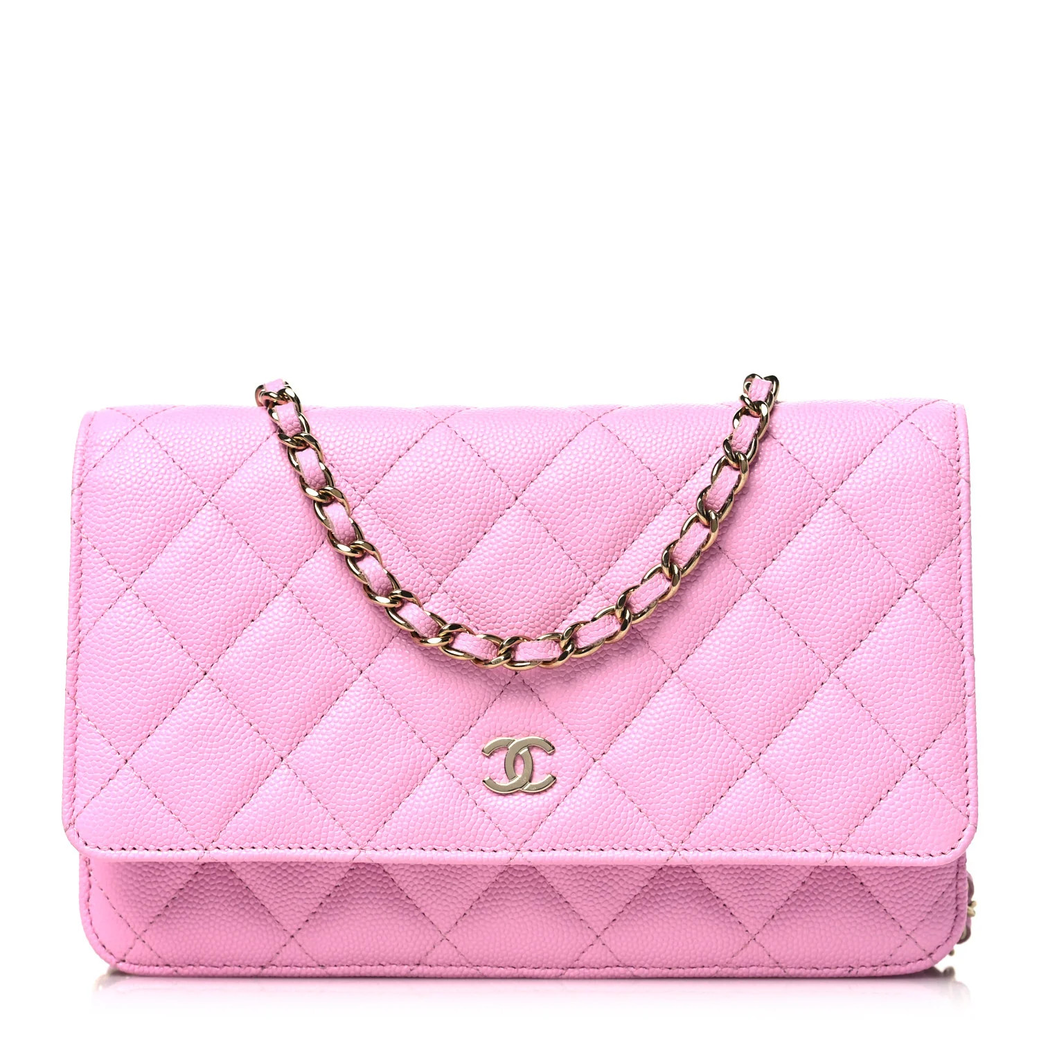 Caviar Quilted Wallet on Chain WOC Light Pink | FASHIONPHILE (US)