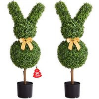 VEVOR Artificial Topiary Bunny-Shape Boxwood Ball, 2 Set 36 inch Faux Boxwood Plant Balls, Fake Silk Tree Look Real, Easy Assembly for Decor Front Porch Outdoor Patio Garden Balcony Backyard Indoor | Vevor US