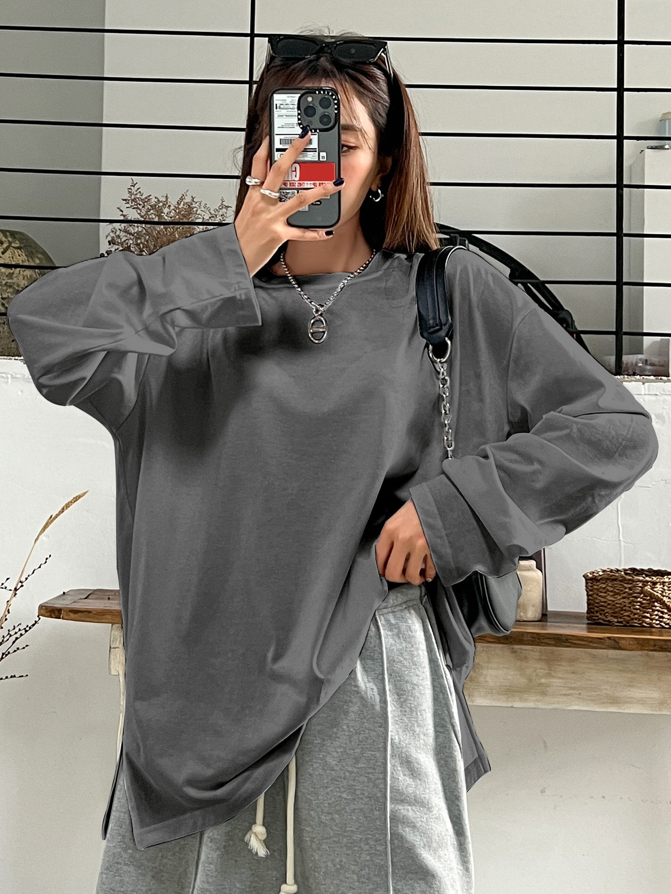 DAZY Kpop Split Hem Drop Shoulder Tee | SHEIN