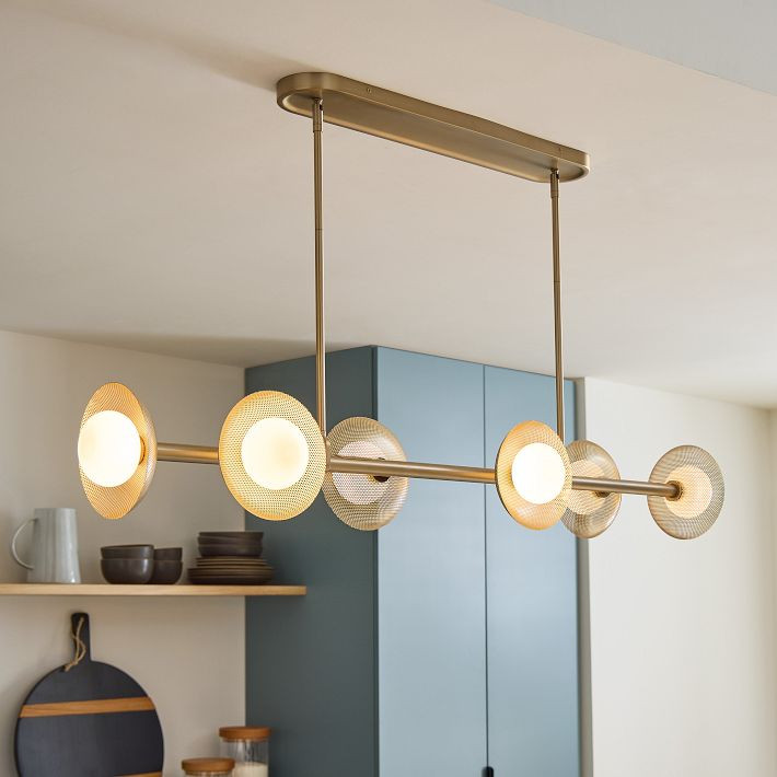 Bezel 6-Light Linear Perforated Metal Chandelier (51.5") | West Elm (US)