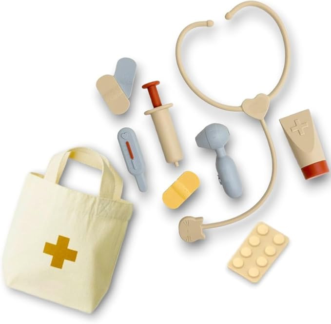 Pretend play doctor kit for toddlers 100% Safe Silicone -Doctor Kit for Kids - 10pcs- Silicone Do... | Amazon (US)