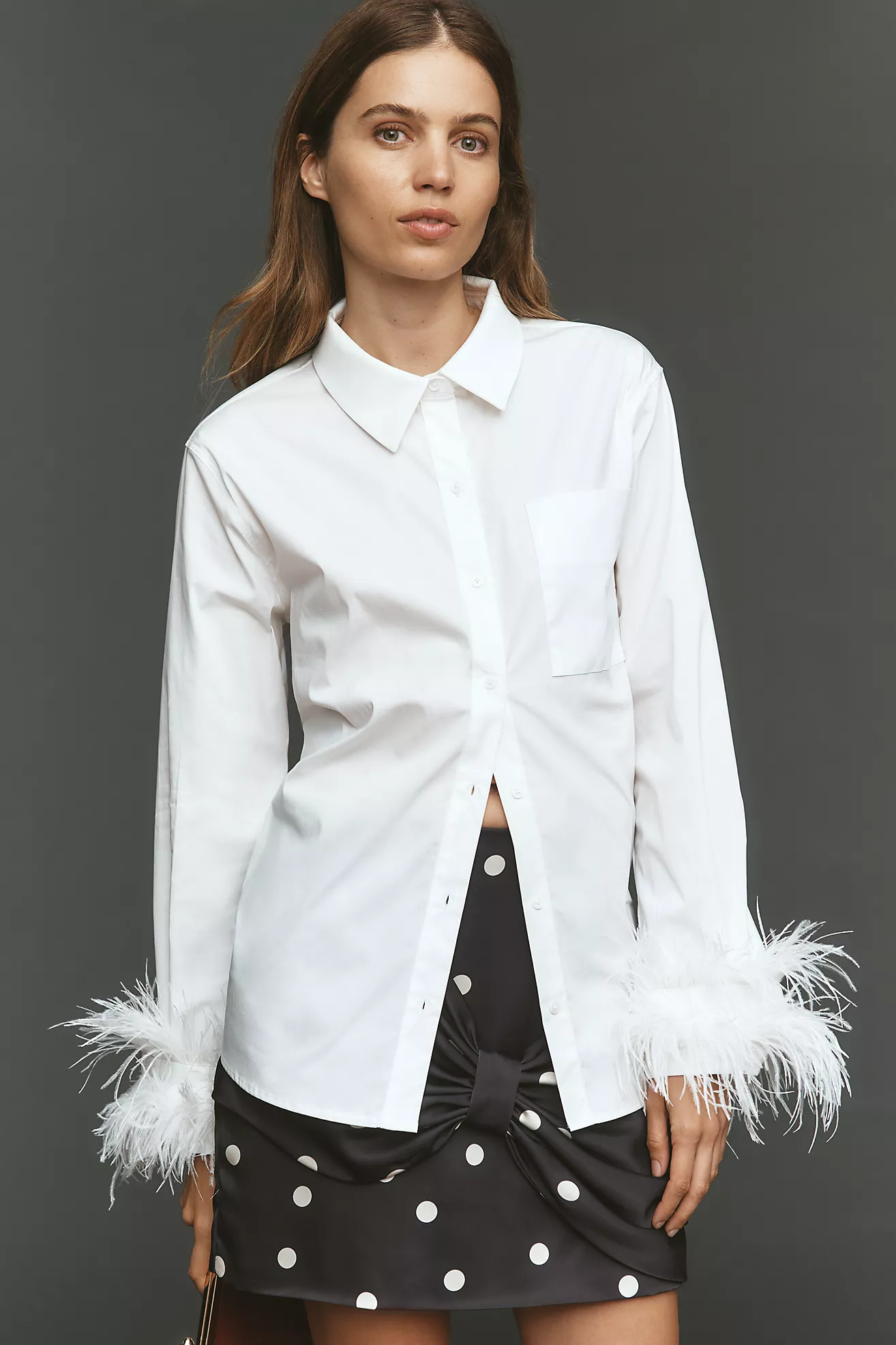 English Factory Faux-Feather Buttondown Shirt | Anthropologie (US)