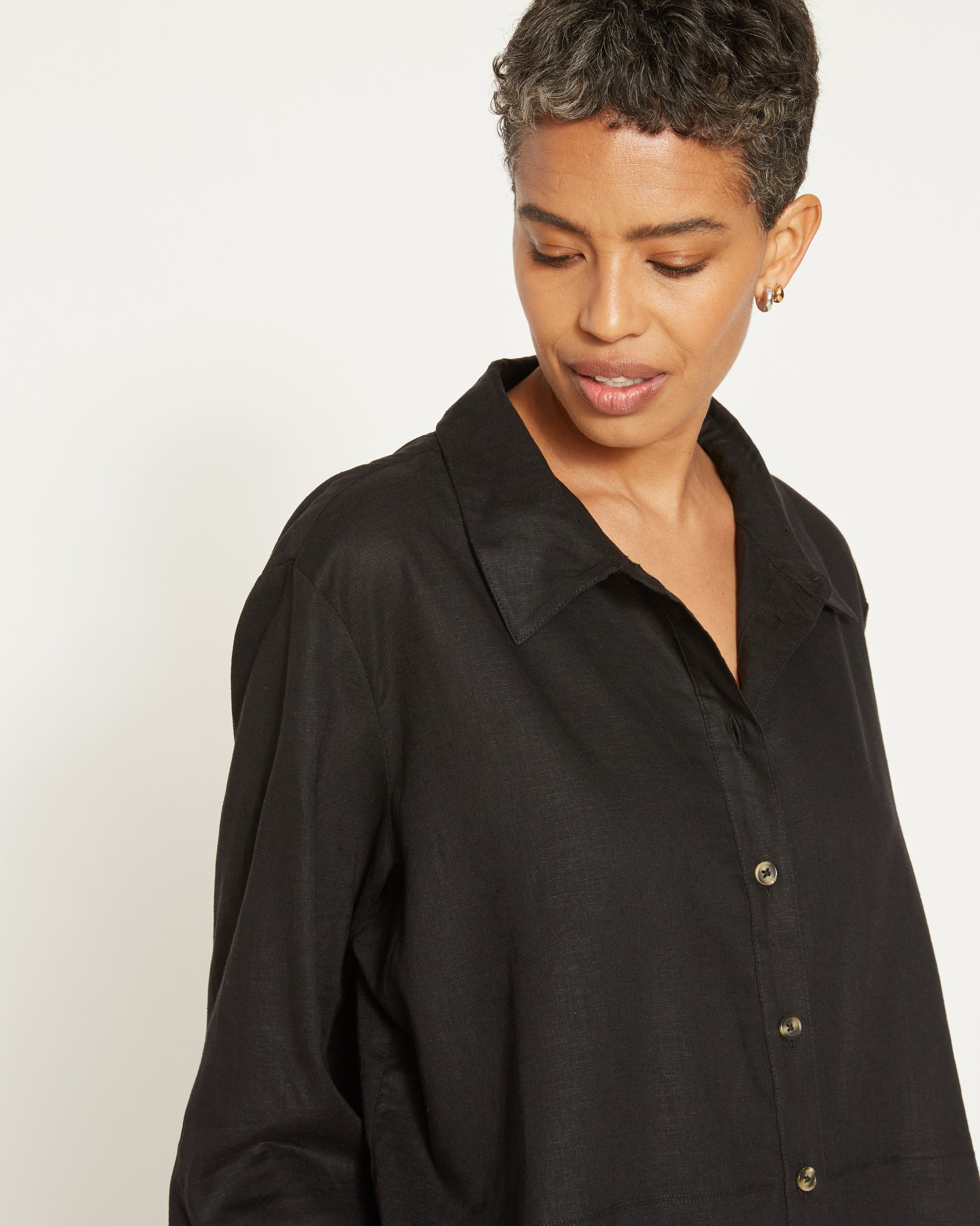 Dawn Linen Hi Low Tunic - Black | Universal Standard