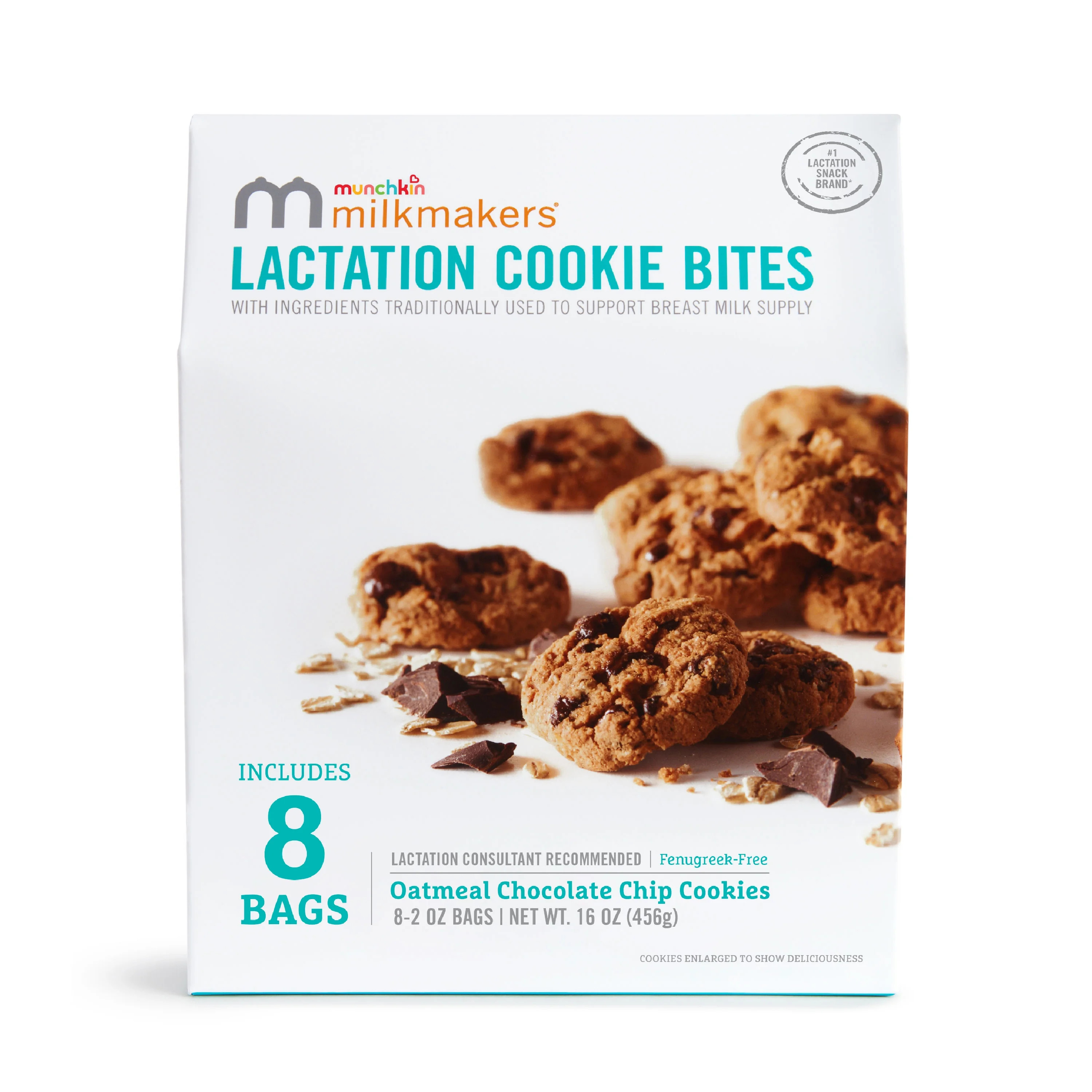 Munchkin Milkmakers Lactation Cookie Bites, Oatmeal Chocolate Chip, 8 Count | Walmart (US)