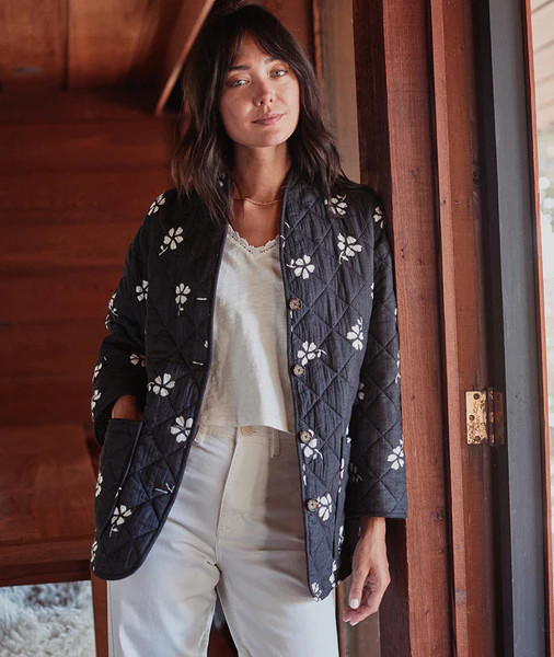 Arlo Quilted Jacket in Black Modern Ditsy and Warm Boho | Marine Layer