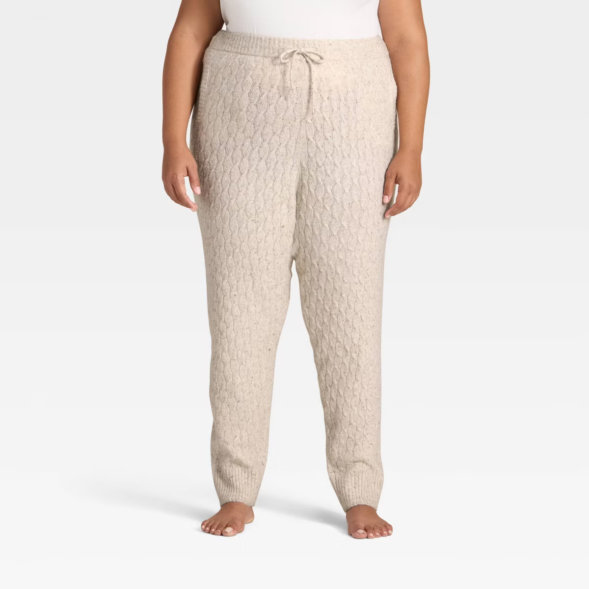Women's Cashfeel Cable Knit Jogger Pants - Auden™ Heather Oat 1X | Target