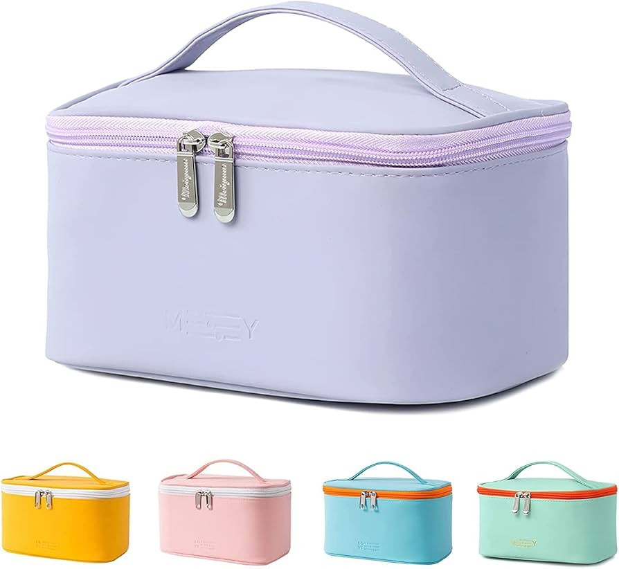 Makeup Bag Cosmetic Bags Small for Women Zipper Pouch Makeup Organizer Waterproof Cute (Light Pur... | Amazon (US)