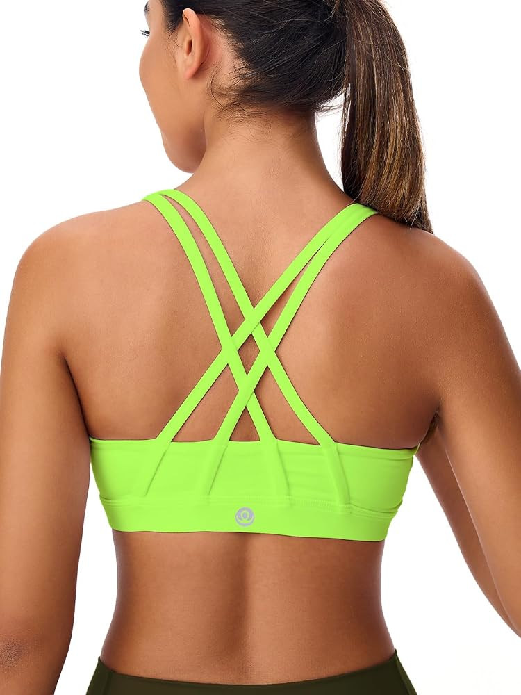 Women's Strappy Sports Bras Light Compression Crop Criss Cross Back Padded Workout Yoga Bra Suppo... | Amazon (US)