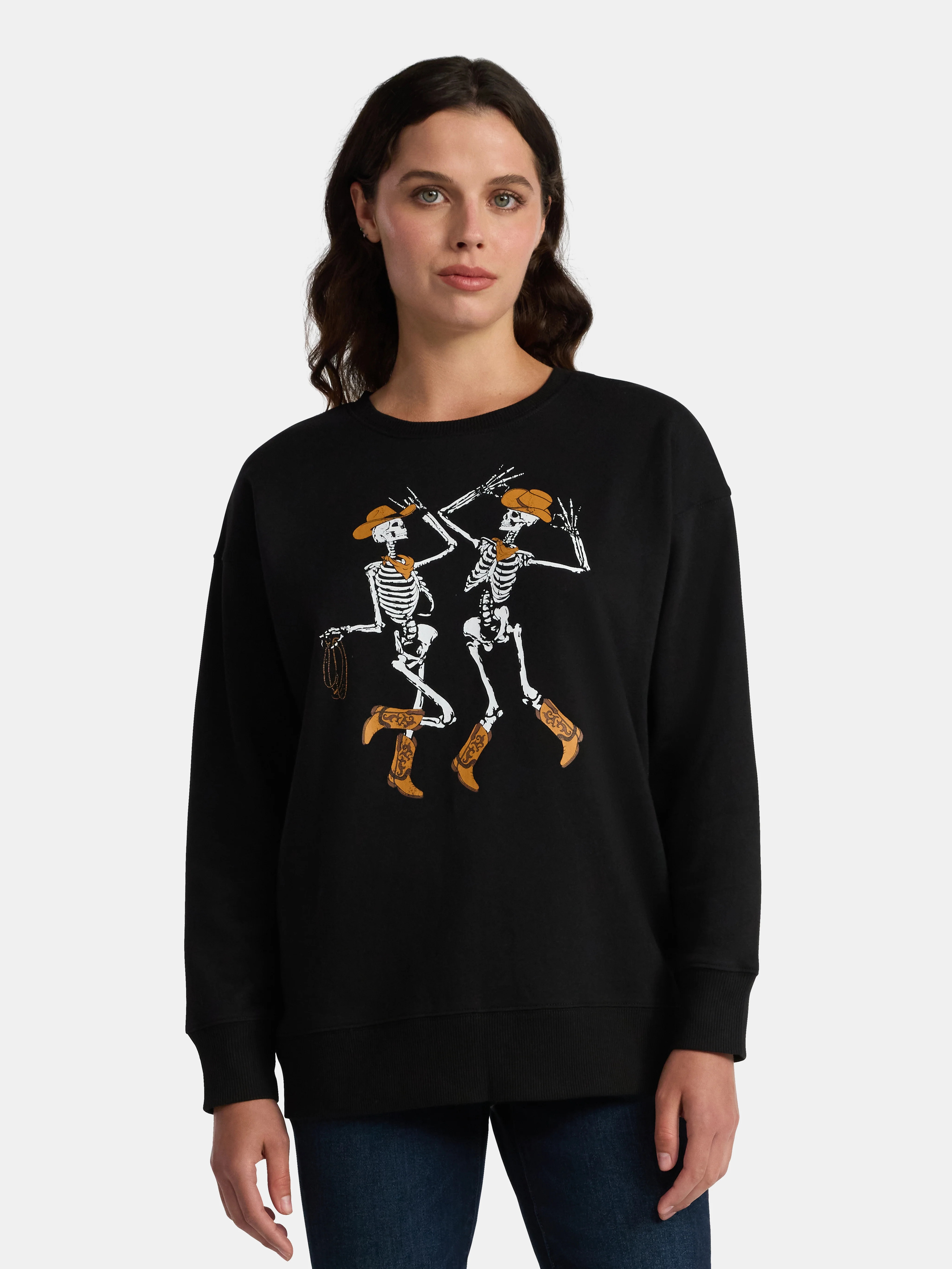 Women's Halloween Howdy Graphic Fleece Sweatshirt from Way to Celebrate, Sizes S-3XL | Walmart (US)