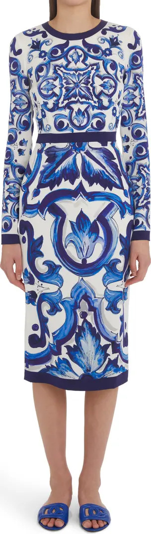 Dolce&Gabbana Majolica Long Sleeve Dress | Nordstrom | Nordstrom