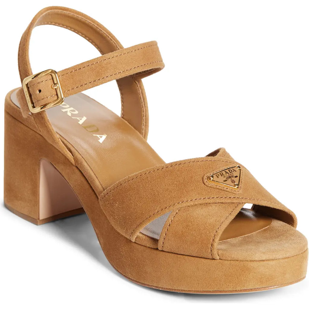 Prada Suede Platform Sandal in Cannella at Nordstrom, Size 10.5Us | Nordstrom