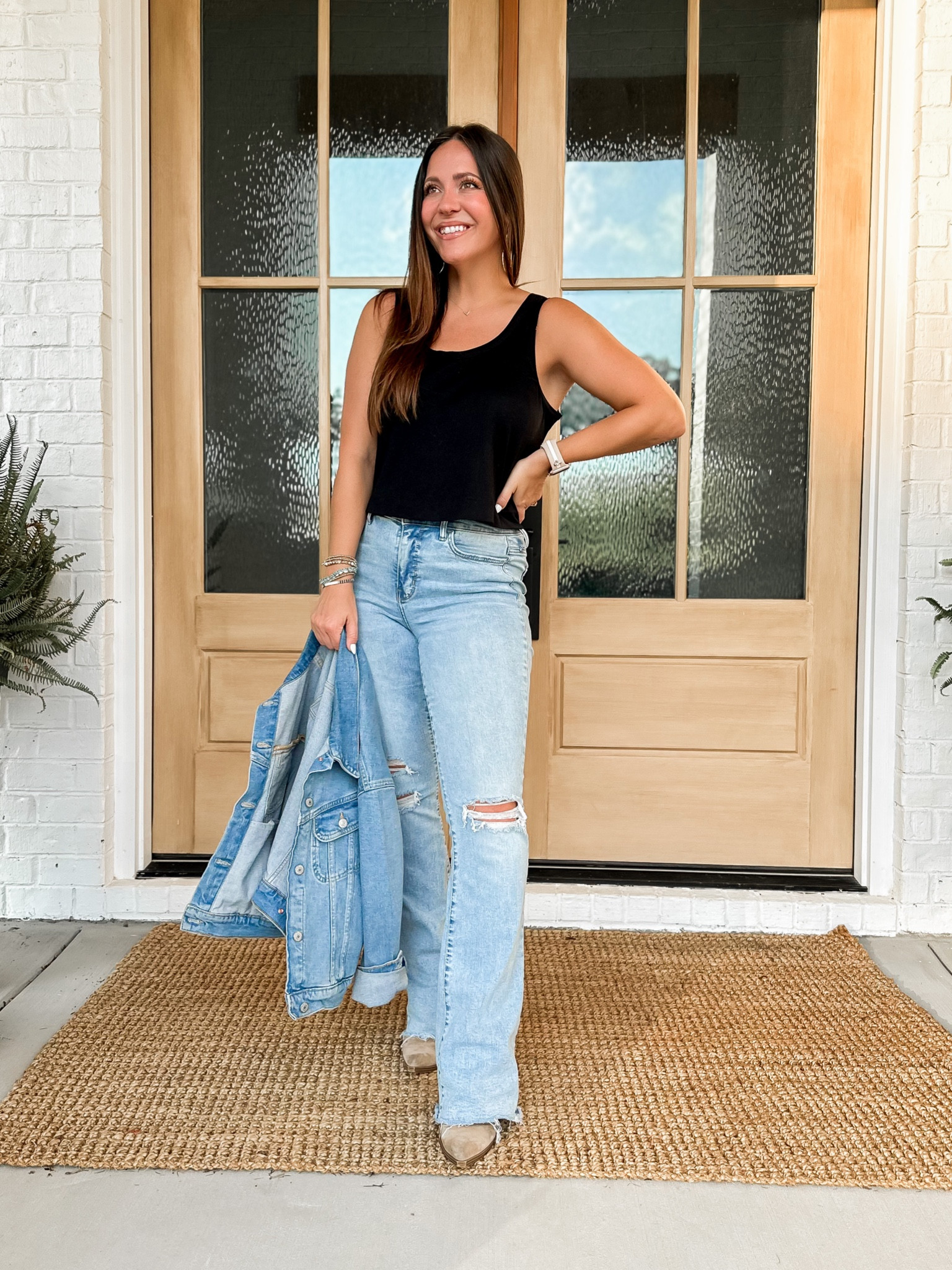 Tank tts.  Jeans, jacket and boots are old but I linked similar. 