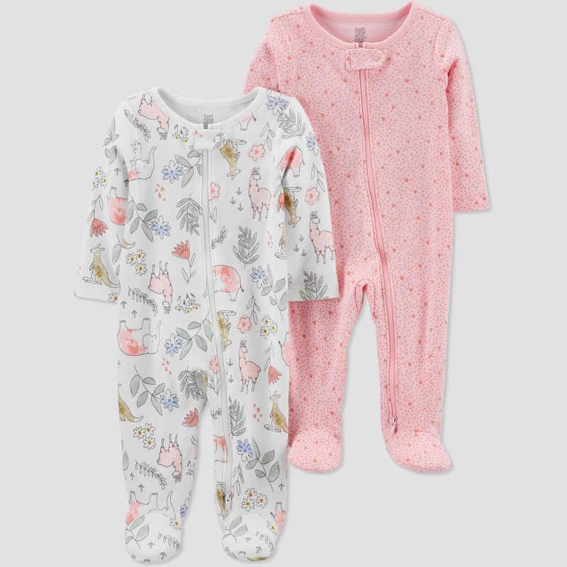Carter's Just One You®️ Baby Girls' 2pk Animal Print Sleep N' Play - Pink/Gray | Target