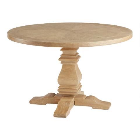 Avila Round Washed Natural Wood Dining Table | World Market