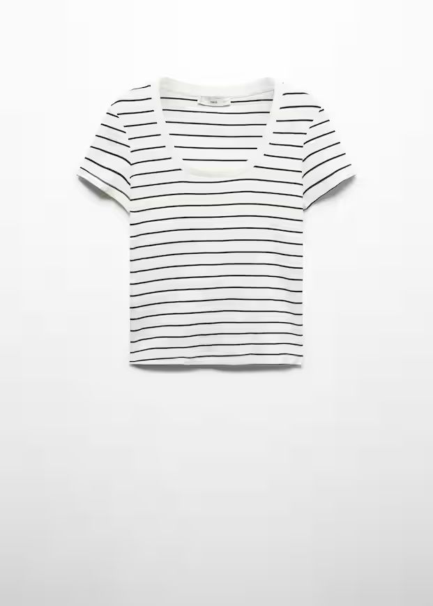 Printed striped t-shirt -  Women | Mango USA | MANGO (US)