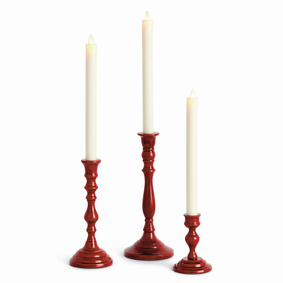Napa Red Hugh Taper Holders, Set Of 3 | DecoratorsBest