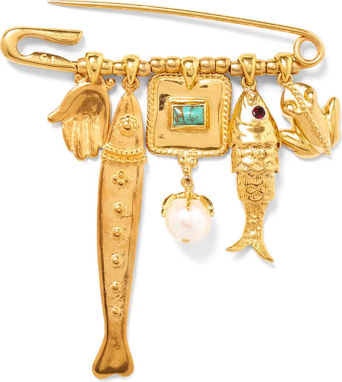 Charm Safety Pin Brooch | Nordstrom