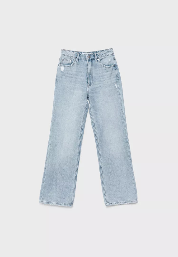 D92 straight wide-leg jeans - Women's Jeans | Stradivarius United Kingdom | Stradivarius (UK)
