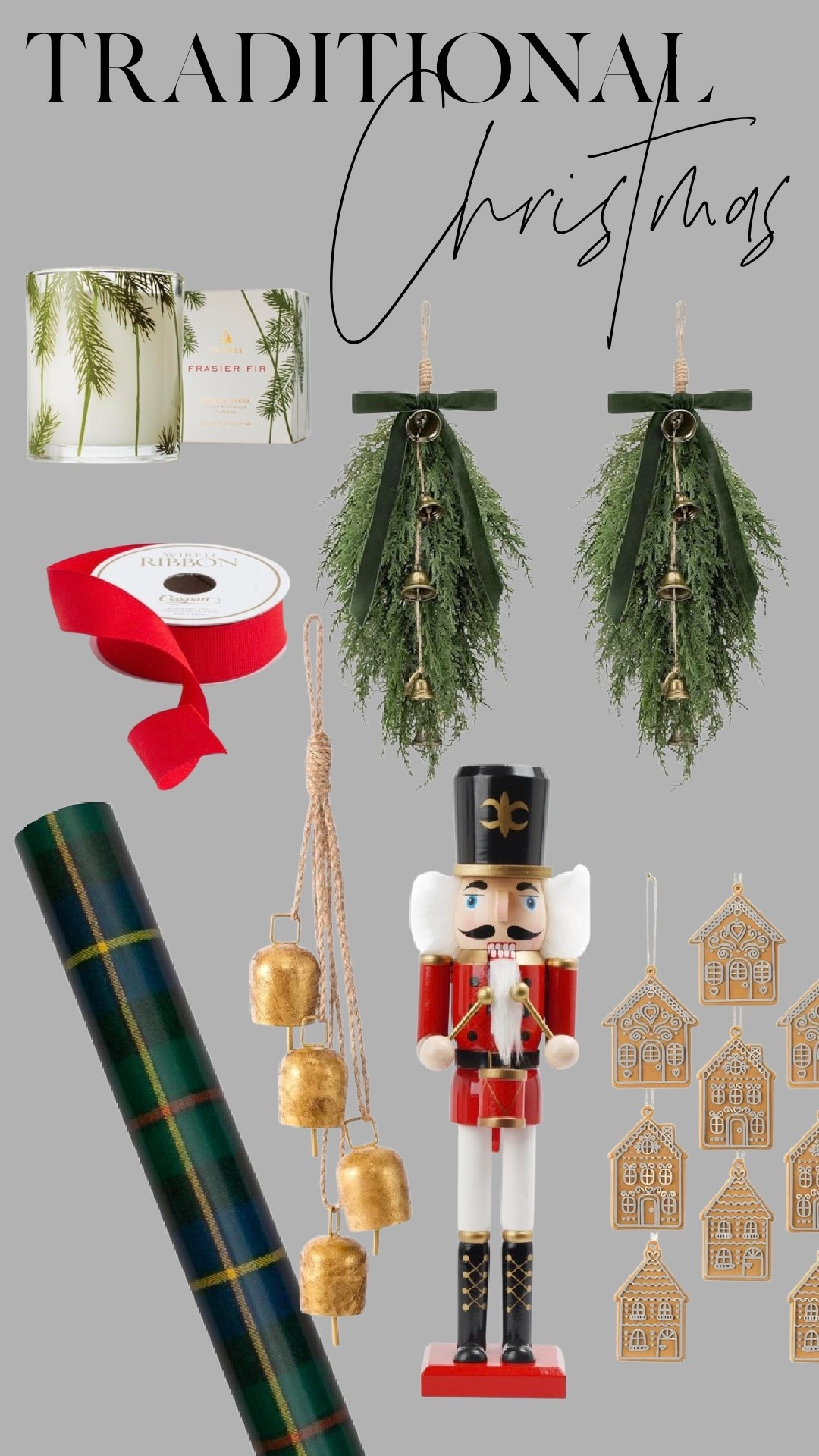 Classic Christmas never goes out of style ✨ Think Frasier fir candle vibes, velvet ribbon, brass bells, gingerbread charm, a timeless nutcracker, and all the cozy traditional textures that make your home feel magical for the holidays. I linked every piece from this look so you can recreate this traditional Christmas aesthetic in your own space with ease 🎄

#LTKHoliday #LTKSaleAlert #LTKHome