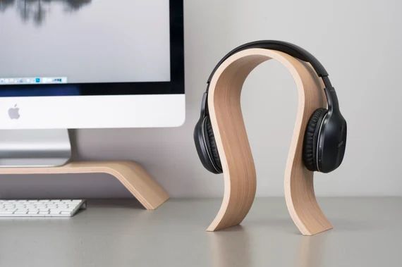 Wooden Headphones Stand, Holder for Home, Office Desk Organisation, Minimalist Scandinavian Style | Etsy (US)