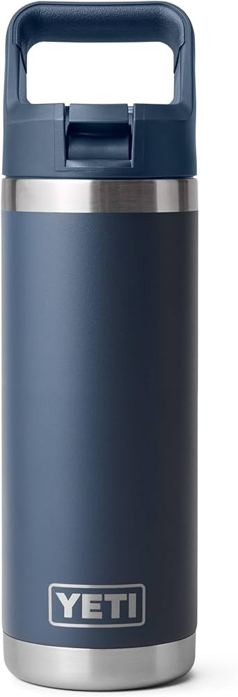 YETI Rambler 18 oz Bottle, Vacuum Insulated, Stainless Steel with Straw Cap, Navy | Amazon (US)