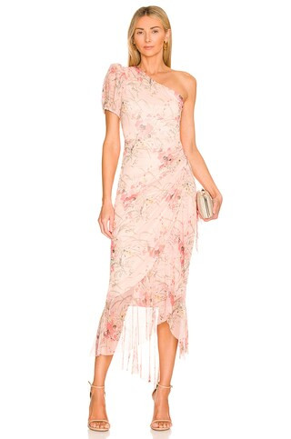 BCBGMAXAZRIA One Shoulder Dress in Sketched Floral Field from Revolve.com | Revolve Clothing (Global)