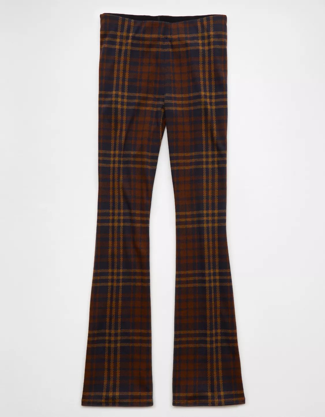 AE It Knit Pull-On High-Waisted Kick Boot Plaid Pant | American Eagle Outfitters (US & CA)