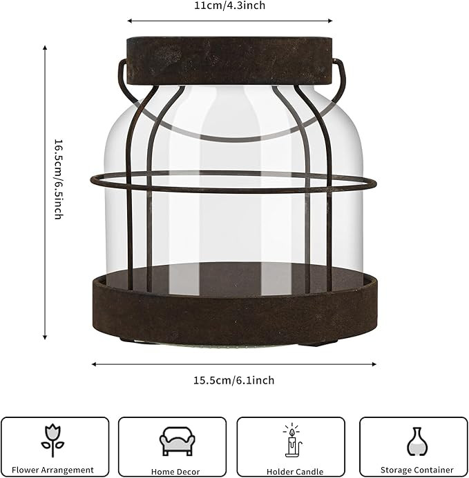 Vintage Glass Vase, Modern Farmhouse Decor, Rustic Vase for Living Room, Decorative Clear Vase fo... | Amazon (US)