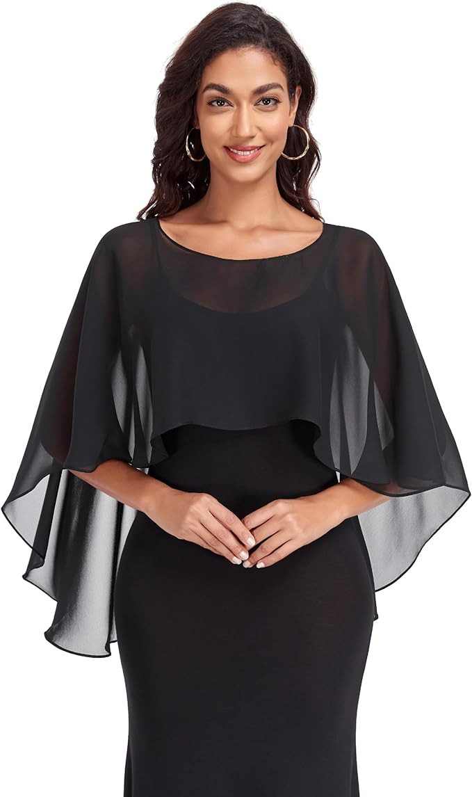 Sheer Shawls and Wraps for Evening Dresses Chiffon Capes for Women Soft Wedding Cover Up | Amazon (US)