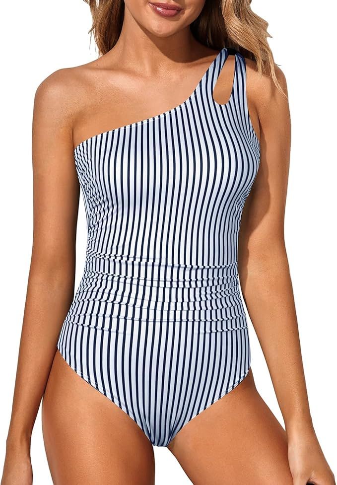 Holipick One Shoulder One Piece Swimsuit for Women Tummy Control Bathing Suits Modest Full Covera... | Amazon (US)