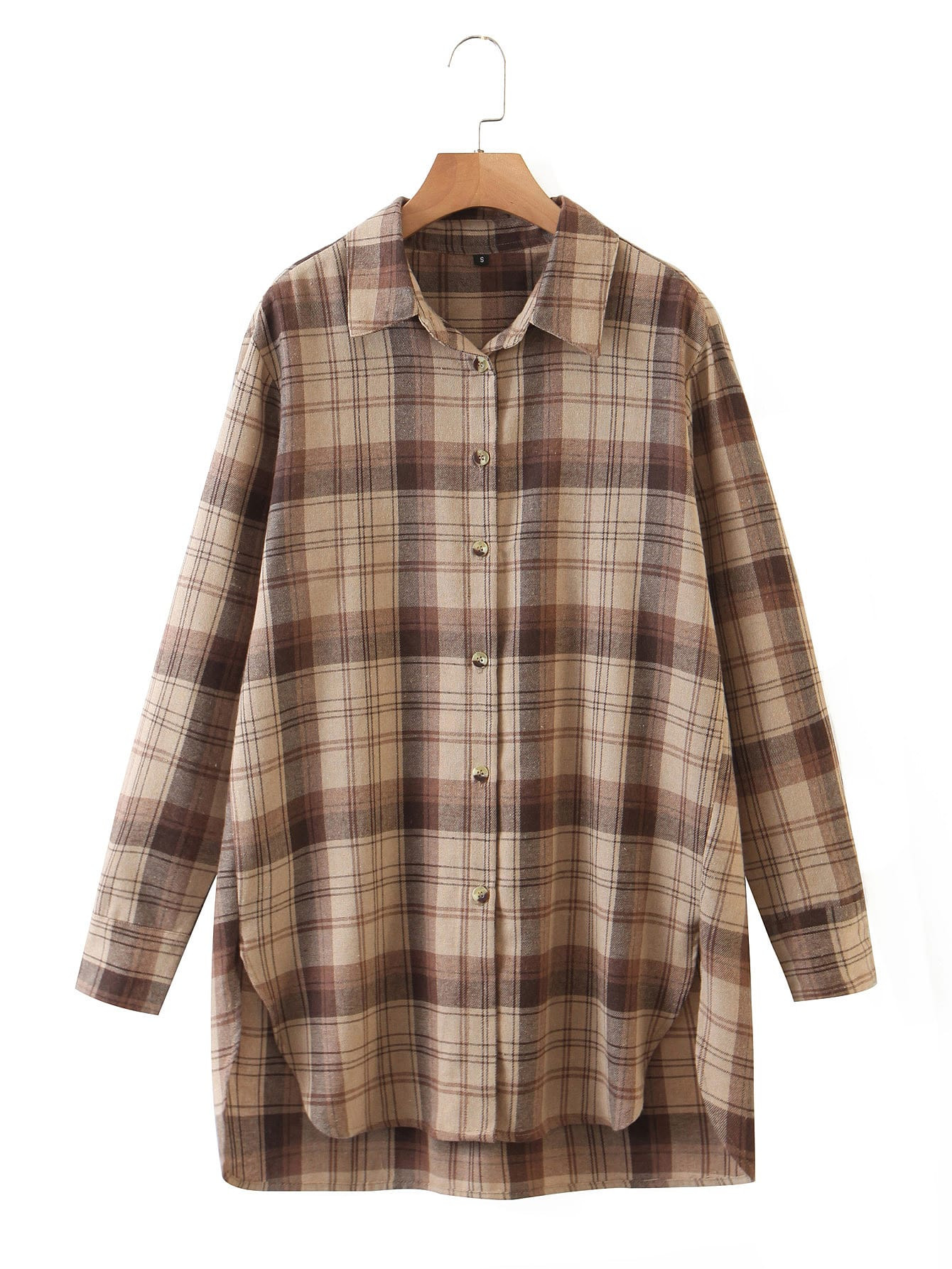 Plaid High Low Tunic Blouse | SHEIN