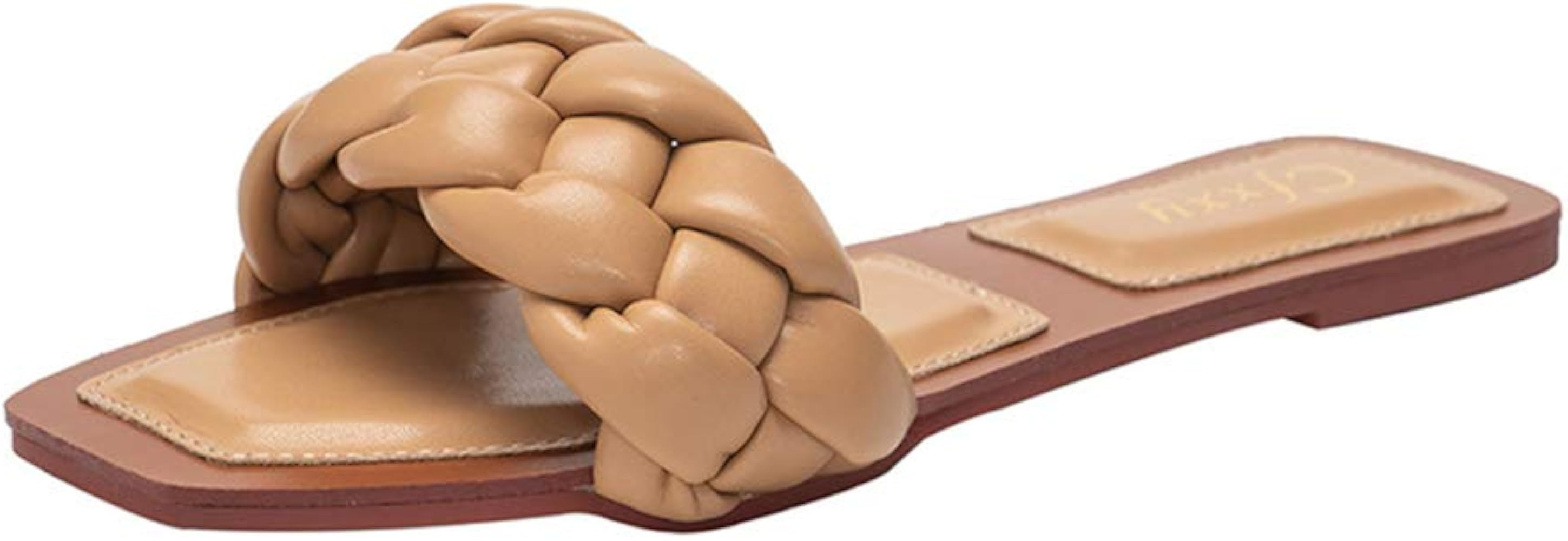 Women's Square Open Toe Flat Sandals Slip On Mule Slides Braided Strap Slipper Vacation Beach Sho... | Amazon (US)