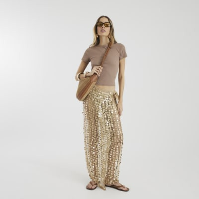Gold Sequin Beach Sarong | River Island UK & IE
