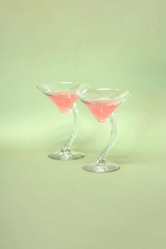 Clear Martini Glasses W. C-shaped Stem  Set of 2  MCM | Etsy | Etsy (US)