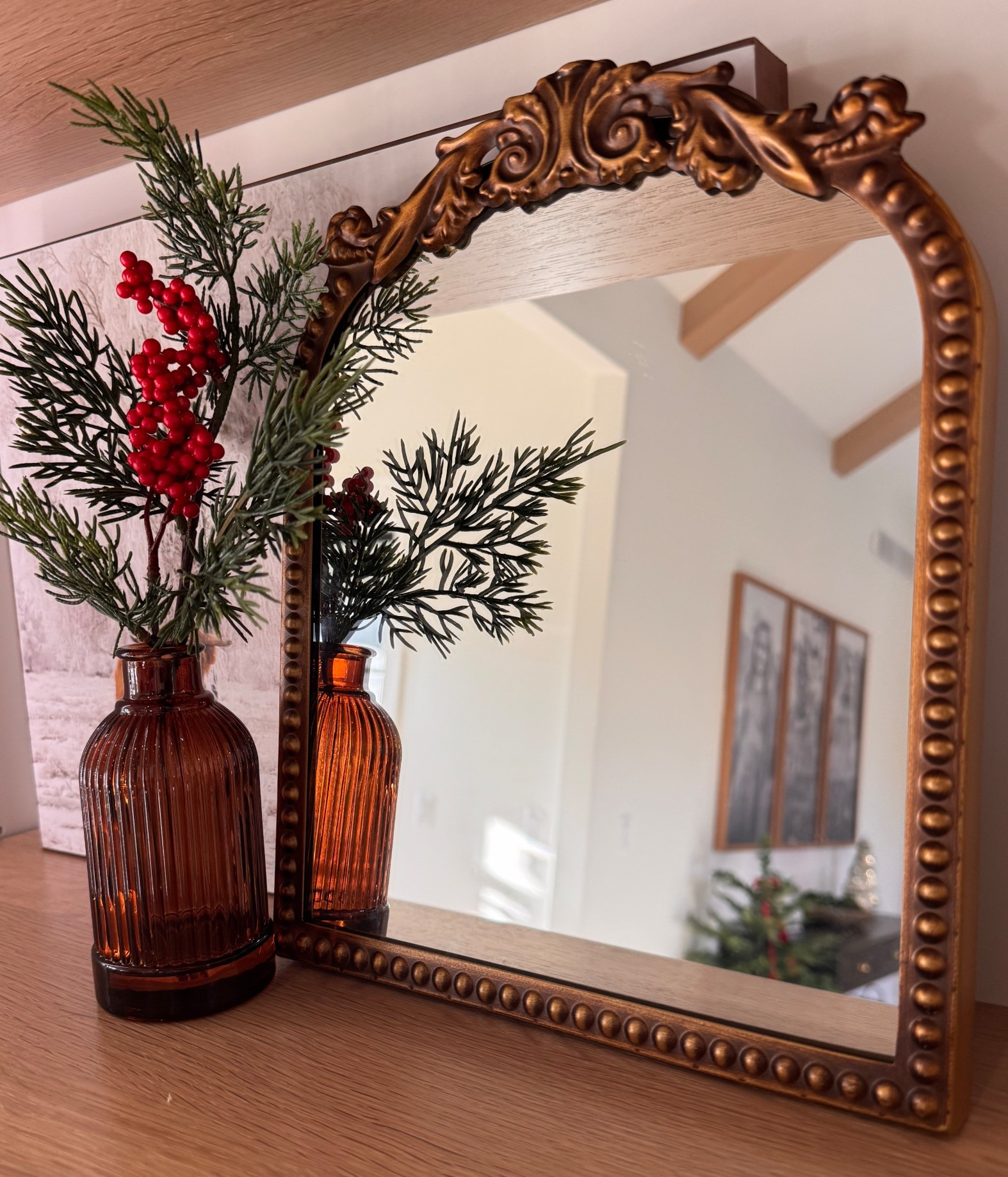 Shelf decor | Christmas decor | the perfect size mirror for your shelf 

#LTKSeasonal #LTKHoliday #LTKHome