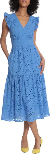 Cotton Eyelet Tiered Midi Dress | Nordstrom Rack