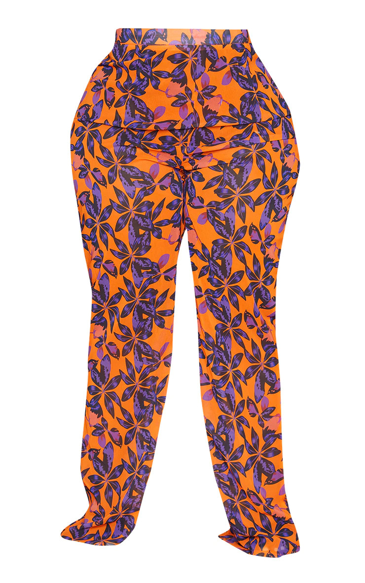 Plus Orange Print Beach Flares | PrettyLittleThing US
