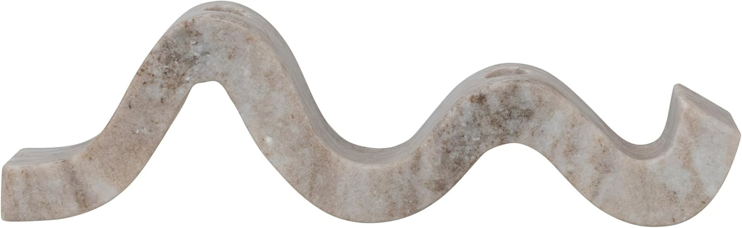 Bloomingville Modern Marble and Brass Wave Double Taper Holder, White, 15''L x 4''W x 2''H | Amazon (US)