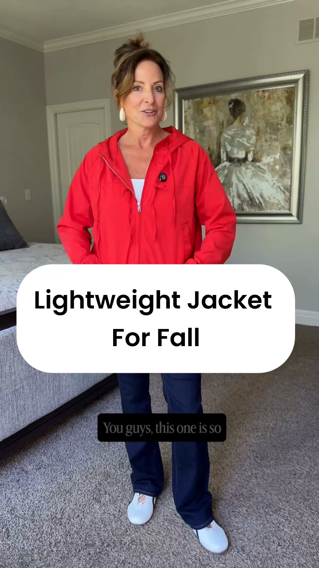 A lightweight jacket for fall with a little extra personality ❤️ I love how the adjustable hem lets me wear it relaxed or cinch it for a more defined shape. Styled with dark jeans and white sneakers, it’s an easy casual outfit that still feels pulled together.