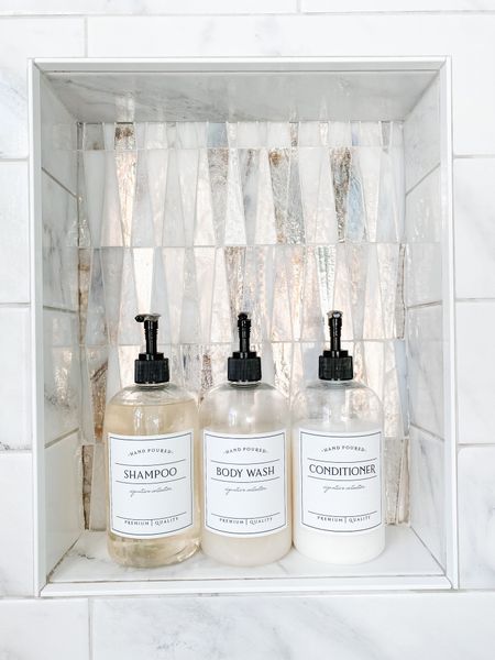 Modern farmhouse glam shower soap bottles 

#LTKsalealert #LTKSeasonal #LTKhome