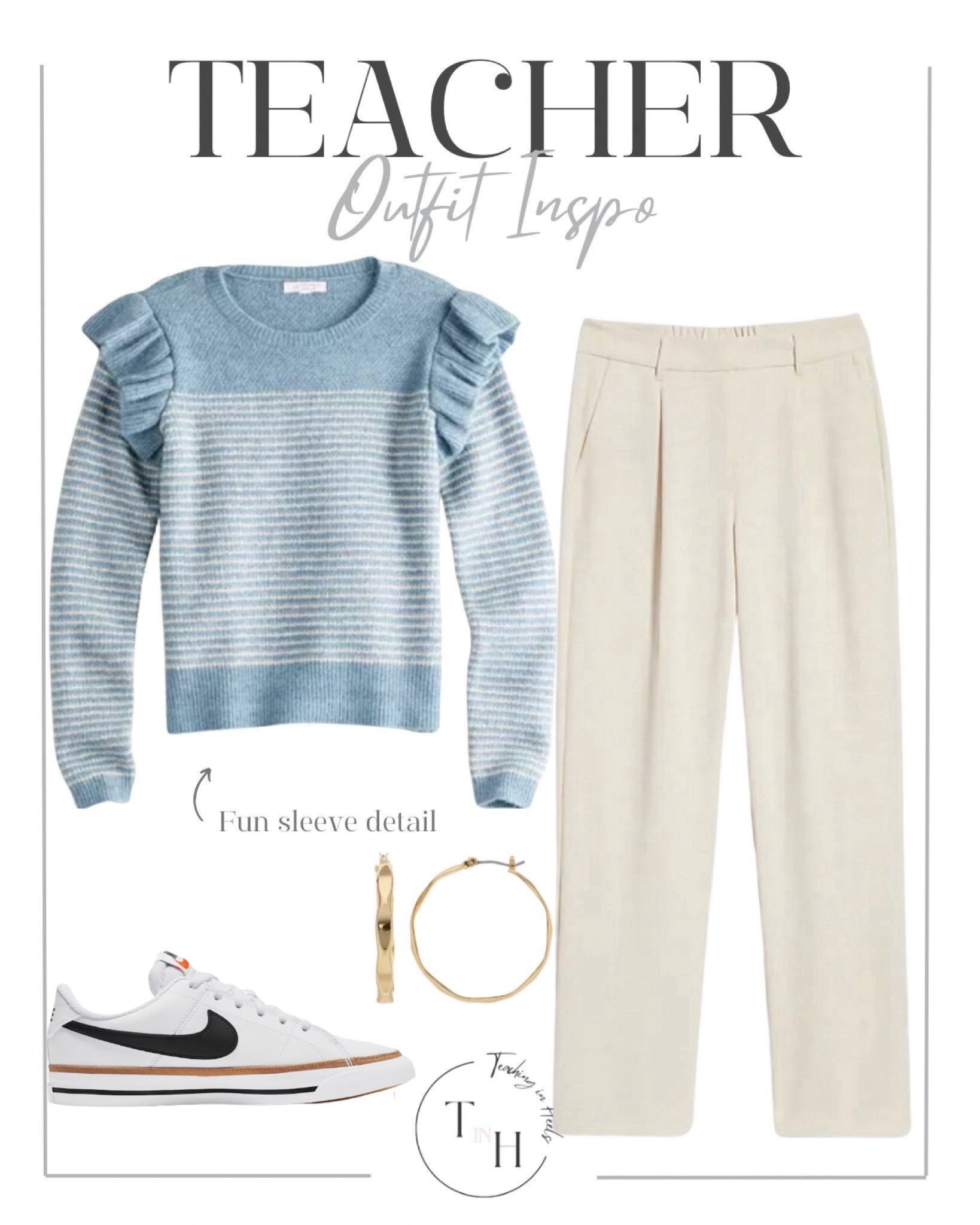 Ruffle sleeve sweater  high waisted trousers  sneakers  wavy gold hoops  teacher outfit  teacher style  teacher work style workwear  business casual  business office outfit  teacher ootd  teacherfit  ootd trendteacher  teacher outfits  teacher ootd  teacher outfit ideas  


#LTKSeasonal #LTKGiftGuide #LTKMostLoved