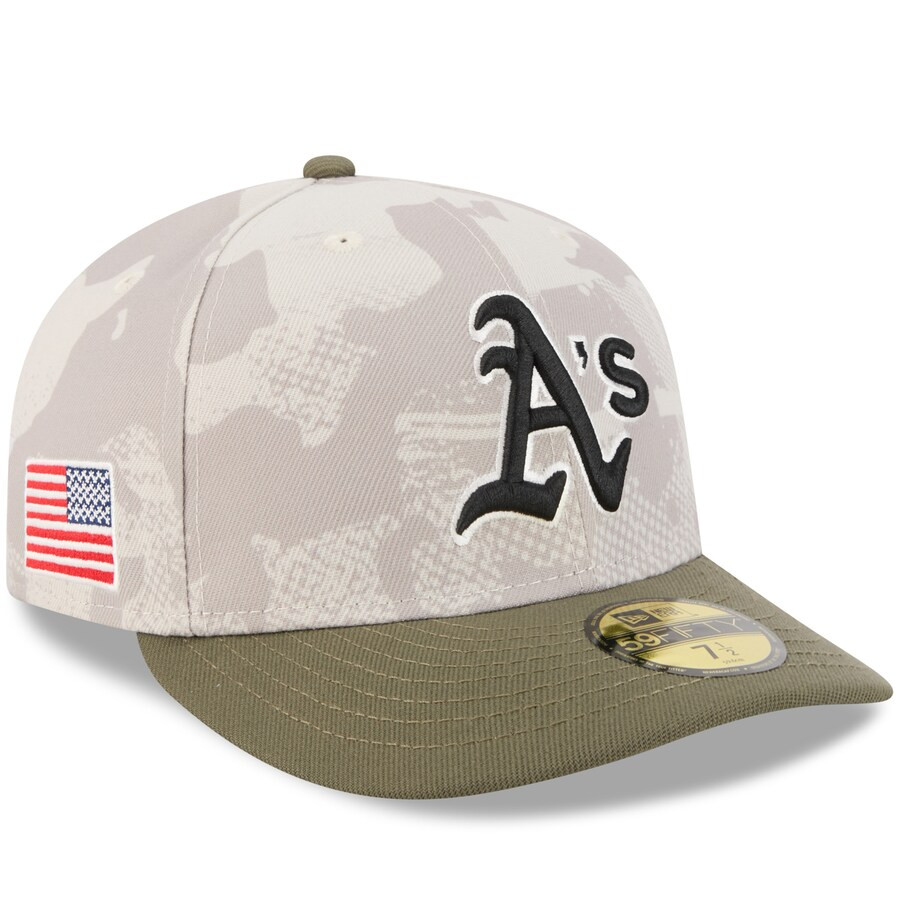 Athletics New Era 2025 Armed Forces Day 59FIFTY Fitted Hat - Light Beige/Olive | Fanatics