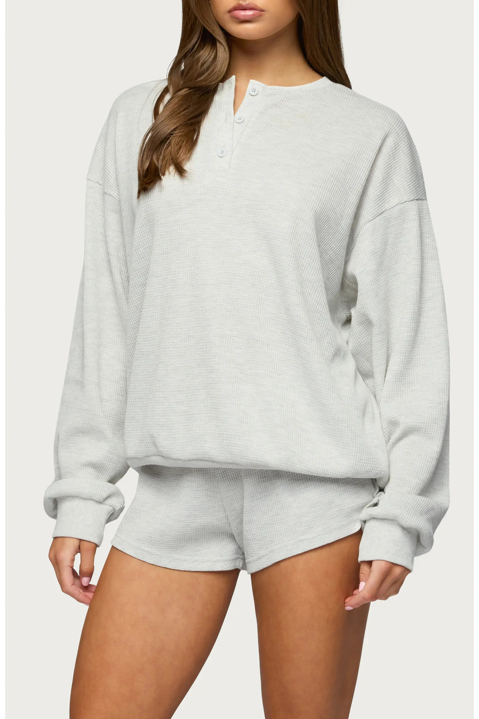 EDIKTED Baila Waffle Knit Henley (Women) | Nordstrom | Nordstrom