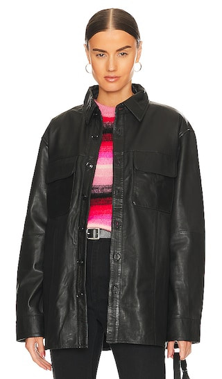 Shoreline Leather Shacket in Black | Revolve Clothing (Global)