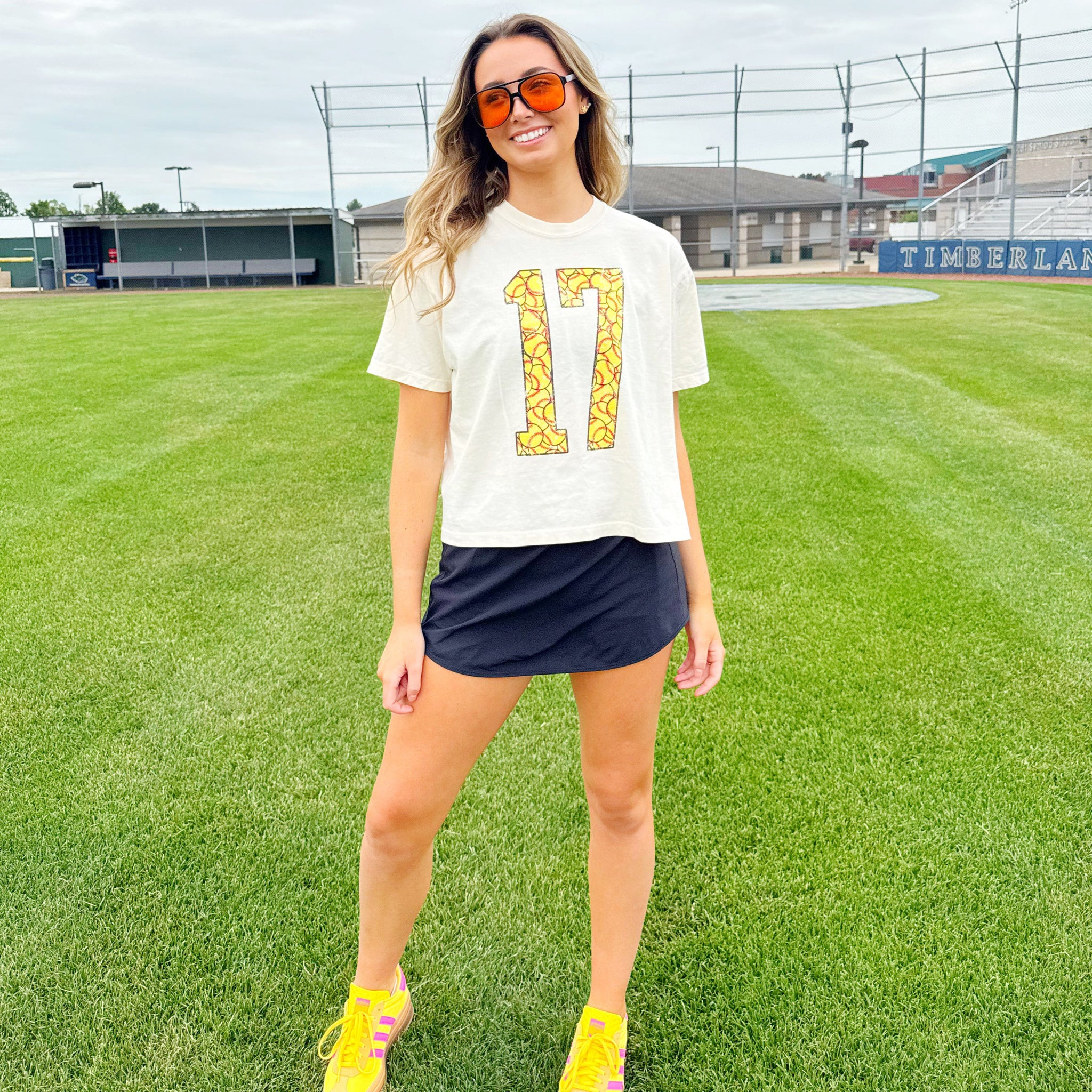 Custom Softball Number Crop Tee | Poppy & Pine
