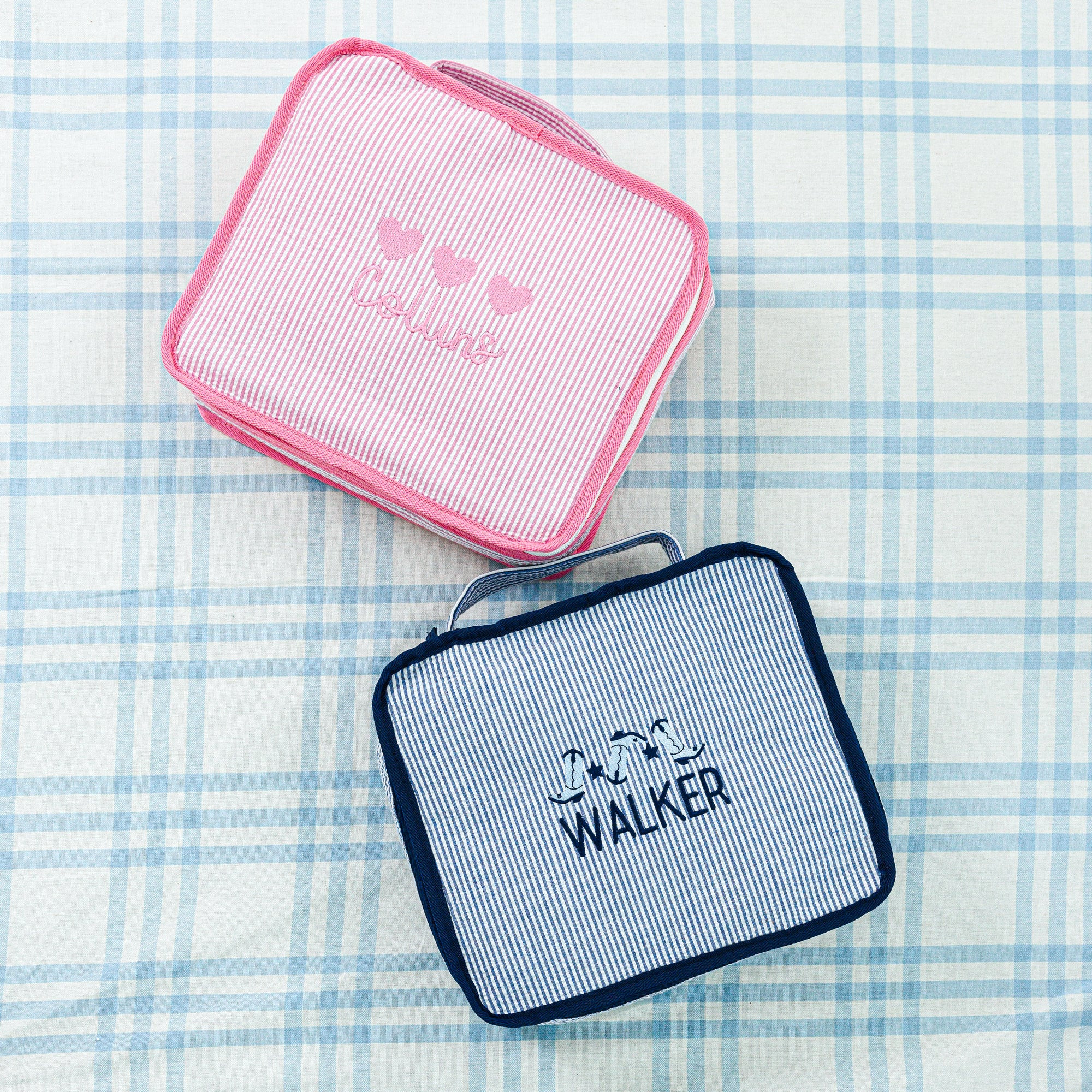 Seersucker Packing Cube Set with Motif | Rainey Laine